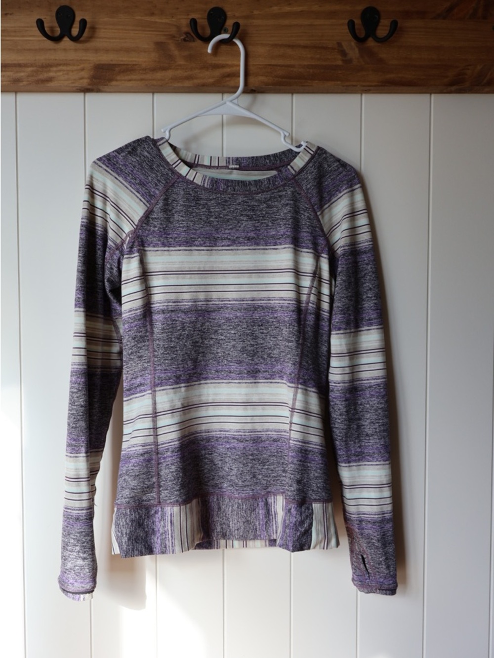 Lululemon Race Your Pace long sleeve in Osaka Stripe Heathered Black Grape 6